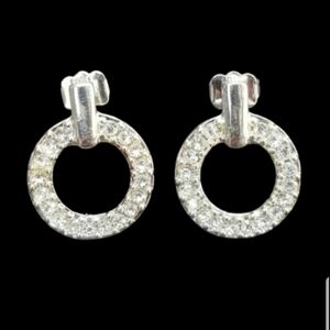 AVON 2010 "FLORENCE" PAVE CRYSTAL  SILVERTONE EARRINGS